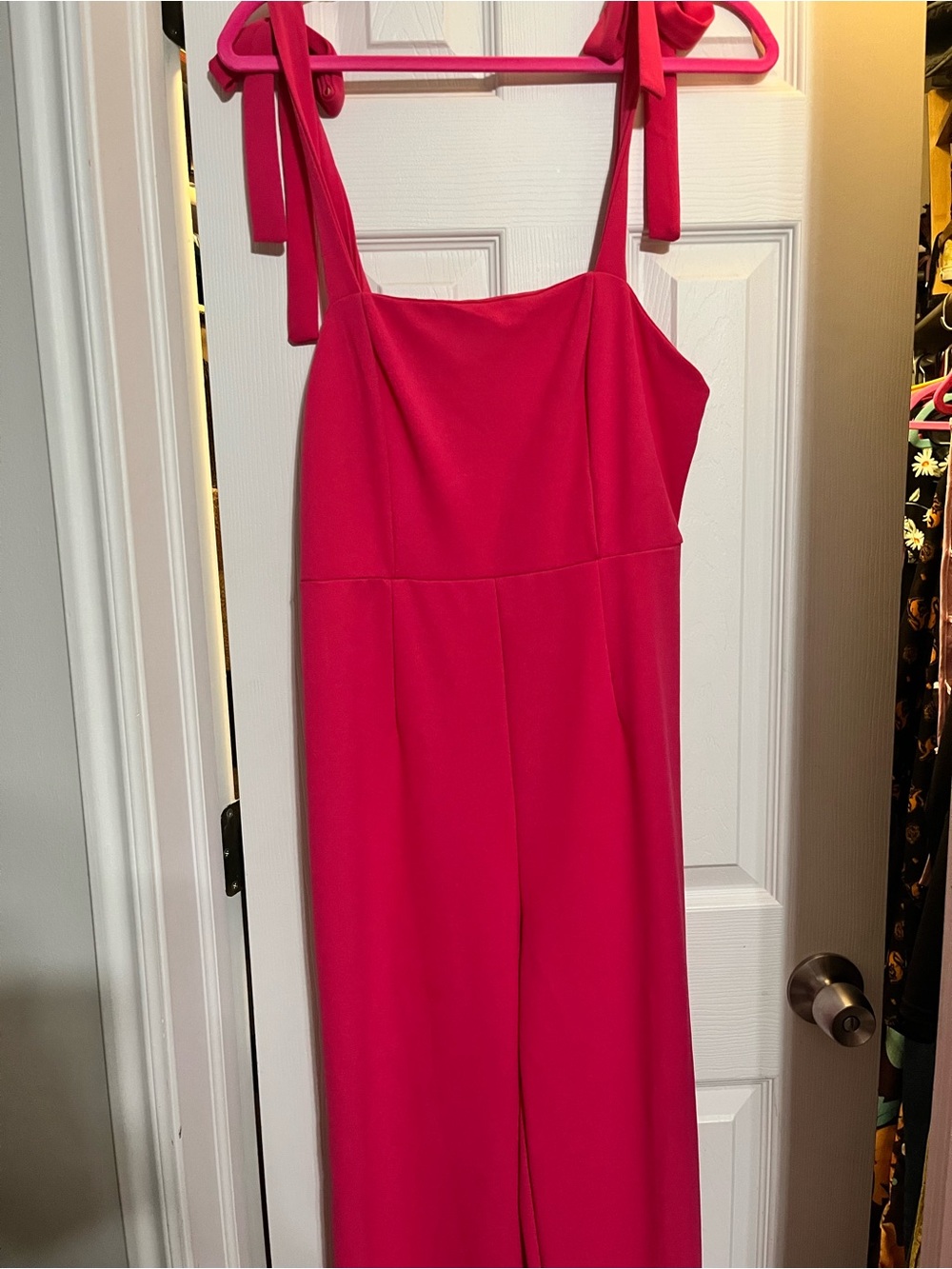 Hot Pink Tie-Shoulder Jumpsuit